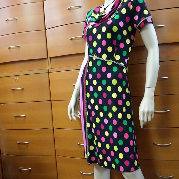 PARTY DOTTED DRESS COLORFUL STRETCH EUROPEAN - Picture 8 of 8
